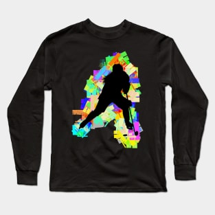 Female Hockey Player Retro Long Sleeve T-Shirt